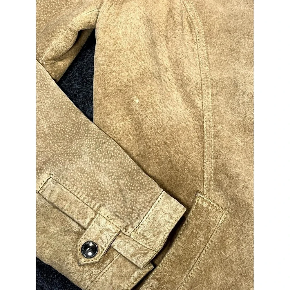 Eddie Bauer Seattle Suede Washable Leather Jacket Womens Small Tan Full Zip - Picture 4 of 13